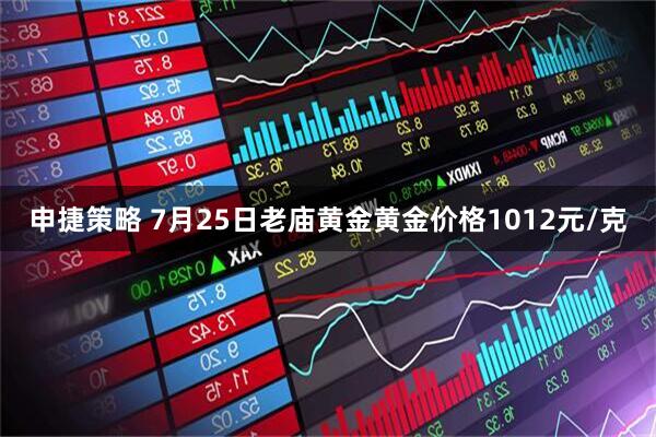 申捷策略 7月25日老庙黄金黄金价格1012元/克